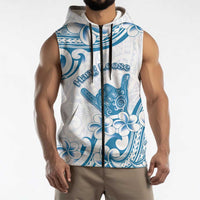 Aloha Hawaii Shaka Sleeveless Zip Hoodie Hang Loose Blue Version DT05 - Polynesian Pride