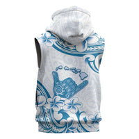 Aloha Hawaii Shaka Sleeveless Zip Hoodie Hang Loose Blue Version - Polynesian Pride