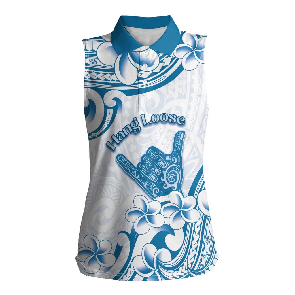 Aloha Hawaii Shaka Women Sleeveless Polo Shirt Hang Loose Blue Version - Polynesian Pride