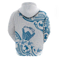 Aloha Hawaii Shaka Zip Hoodie Hang Loose Blue Version - Polynesian Pride
