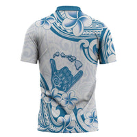 Aloha Hawaii Shaka Zipper Polo Shirt Hang Loose Blue Version - Polynesian Pride