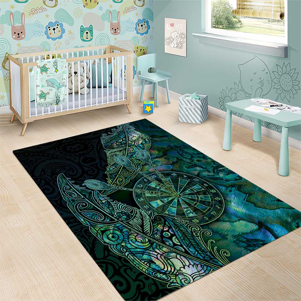 New Zealand Dart Area Rug Maori Fern With Paua Shell - Polynesian Pride