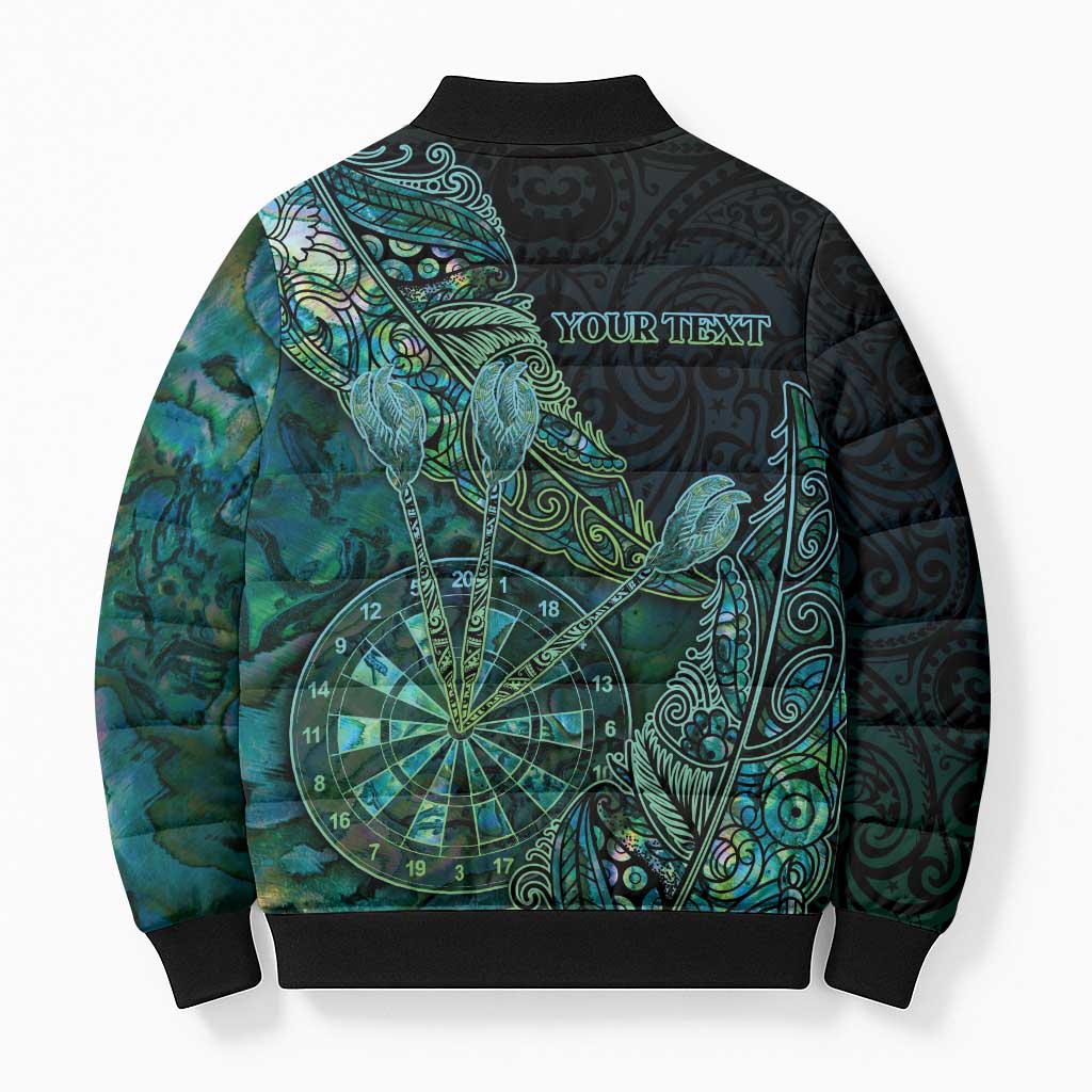 Personalised New Zealand Dart Bomber Puffer Jacket Maori Fern With Paua Shell - Polynesian Pride
