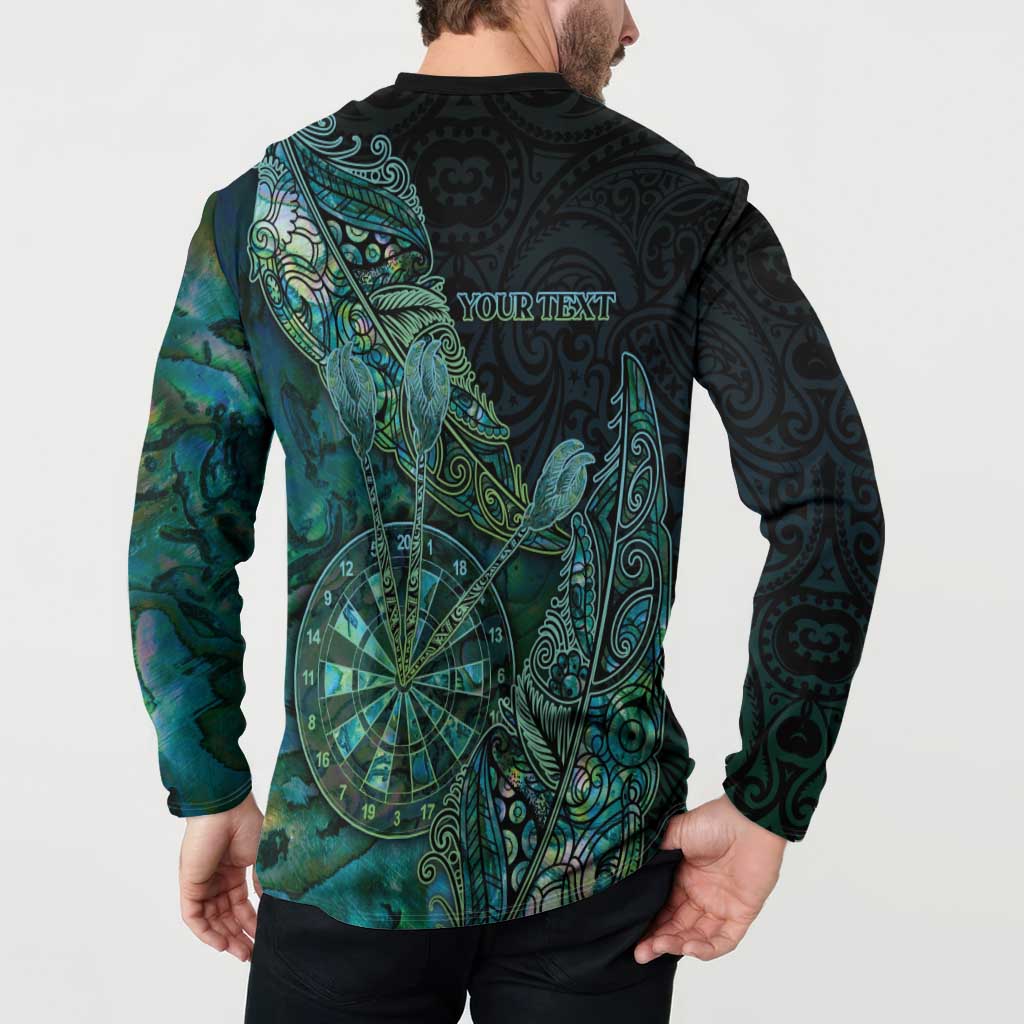 Personalised New Zealand Dart Button Sweatshirt Maori Fern With Paua Shell - Polynesian Pride