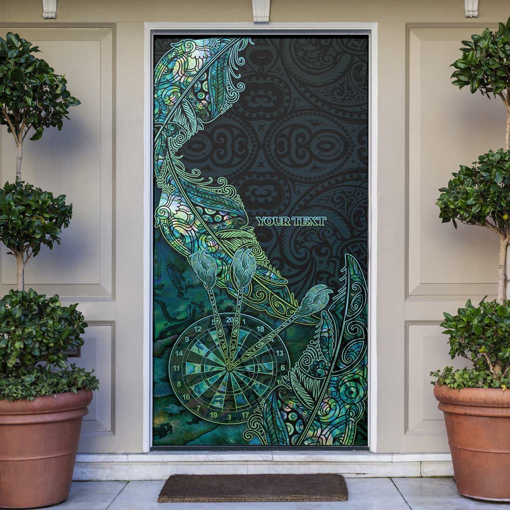 Personalised New Zealand Dart Door Cover Maori Fern With Paua Shell - Polynesian Pride