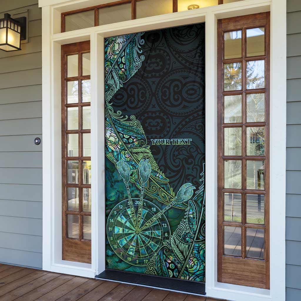 Personalised New Zealand Dart Door Cover Maori Fern With Paua Shell - Polynesian Pride