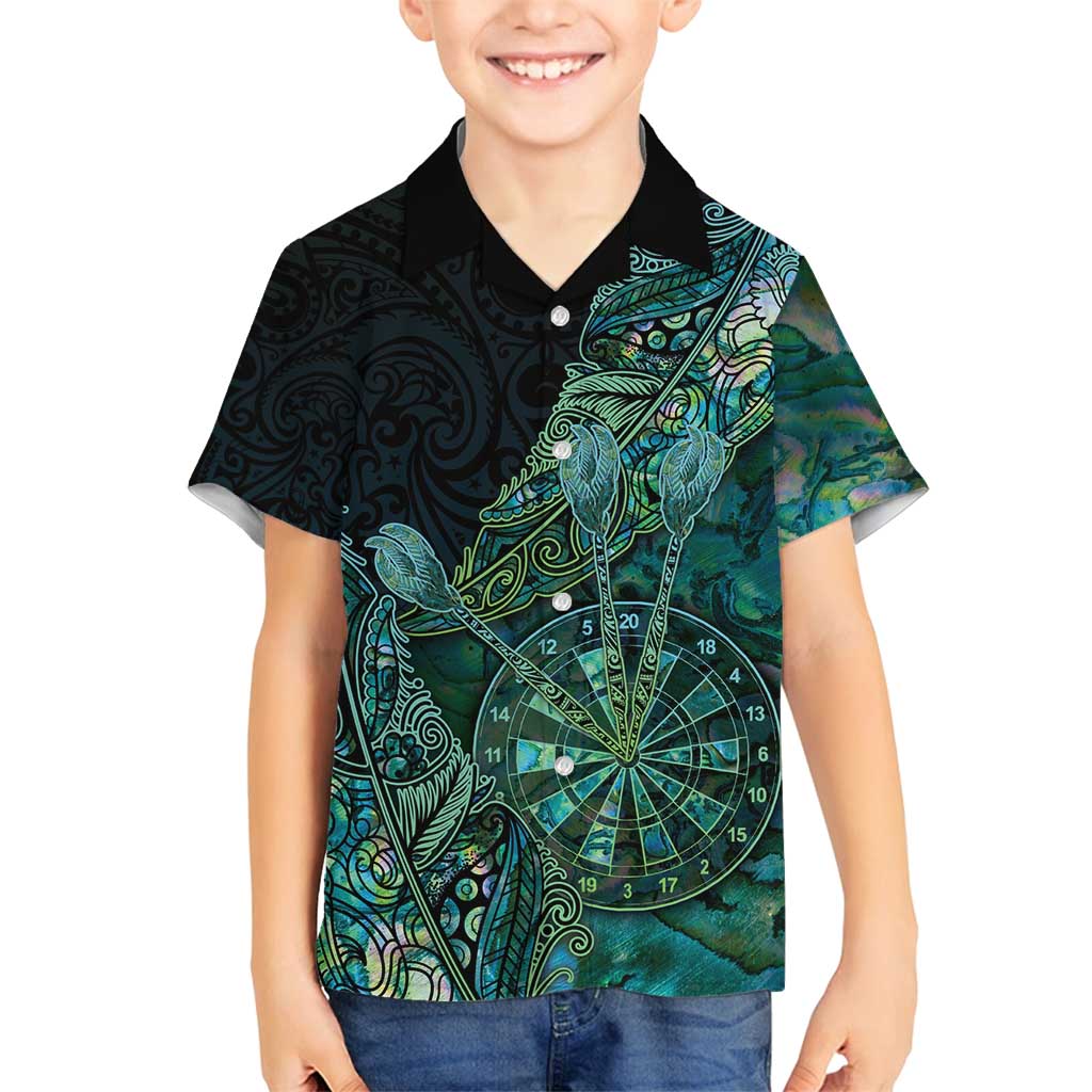 Personalised New Zealand Dart Family Matching Long Sleeve Bodycon Dress and Hawaiian Shirt Maori Fern With Paua Shell - Polynesian Pride