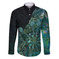 Personalised New Zealand Dart Family Matching Short Sleeve Bodycon Dress and Hawaiian Shirt Maori Fern With Paua Shell - Polynesian Pride