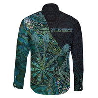 Personalised New Zealand Dart Family Matching Short Sleeve Bodycon Dress and Hawaiian Shirt Maori Fern With Paua Shell - Polynesian Pride