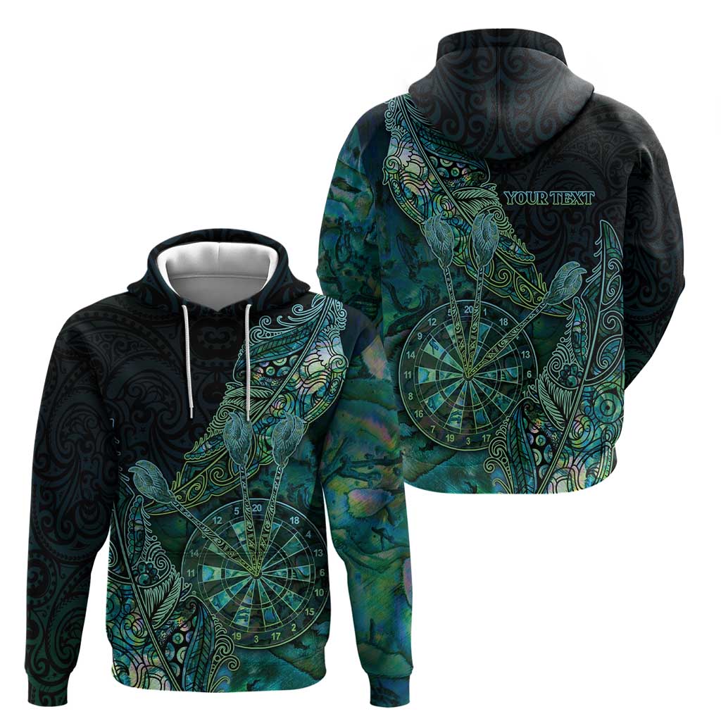 Personalised New Zealand Dart Hoodie Maori Fern With Paua Shell - Polynesian Pride