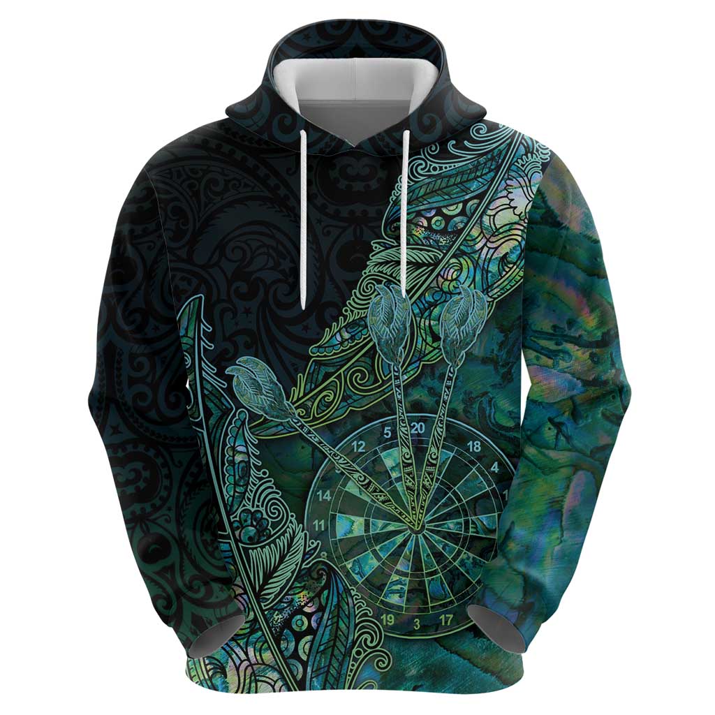 Personalised New Zealand Dart Hoodie Maori Fern With Paua Shell - Polynesian Pride