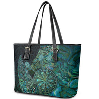 New Zealand Dart Leather Tote Bag Maori Fern With Paua Shell - Polynesian Pride
