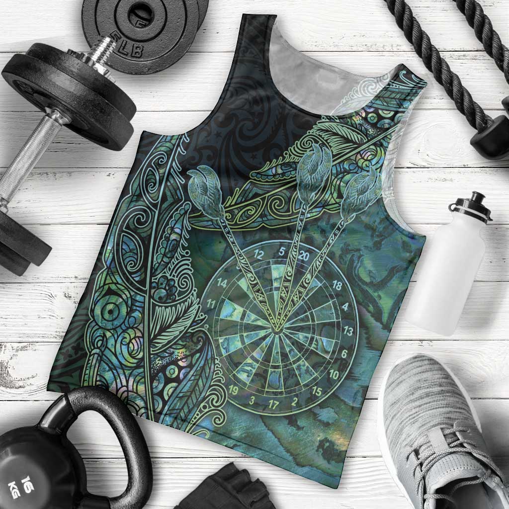 Personalised New Zealand Dart Men Tank Top Maori Fern With Paua Shell - Polynesian Pride