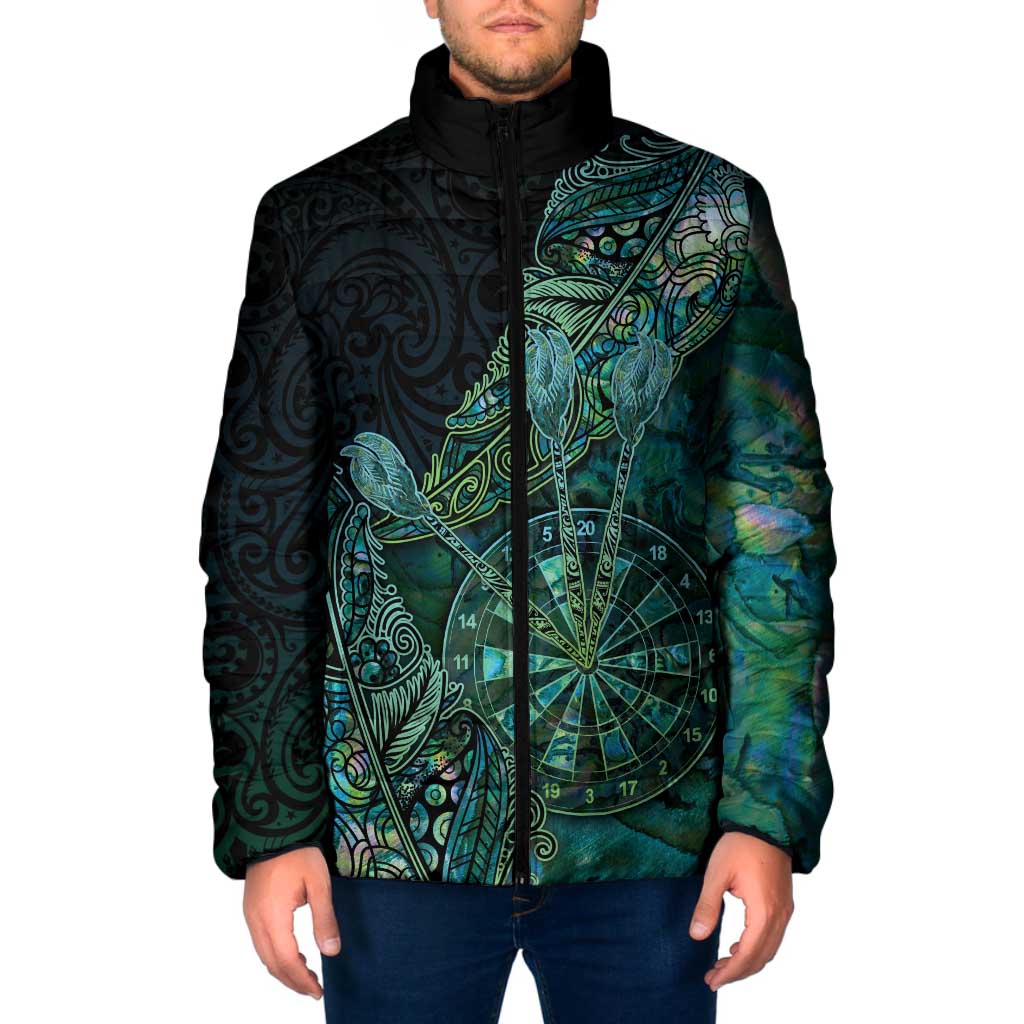 Personalised New Zealand Dart Padded Jacket Maori Fern With Paua Shell - Polynesian Pride