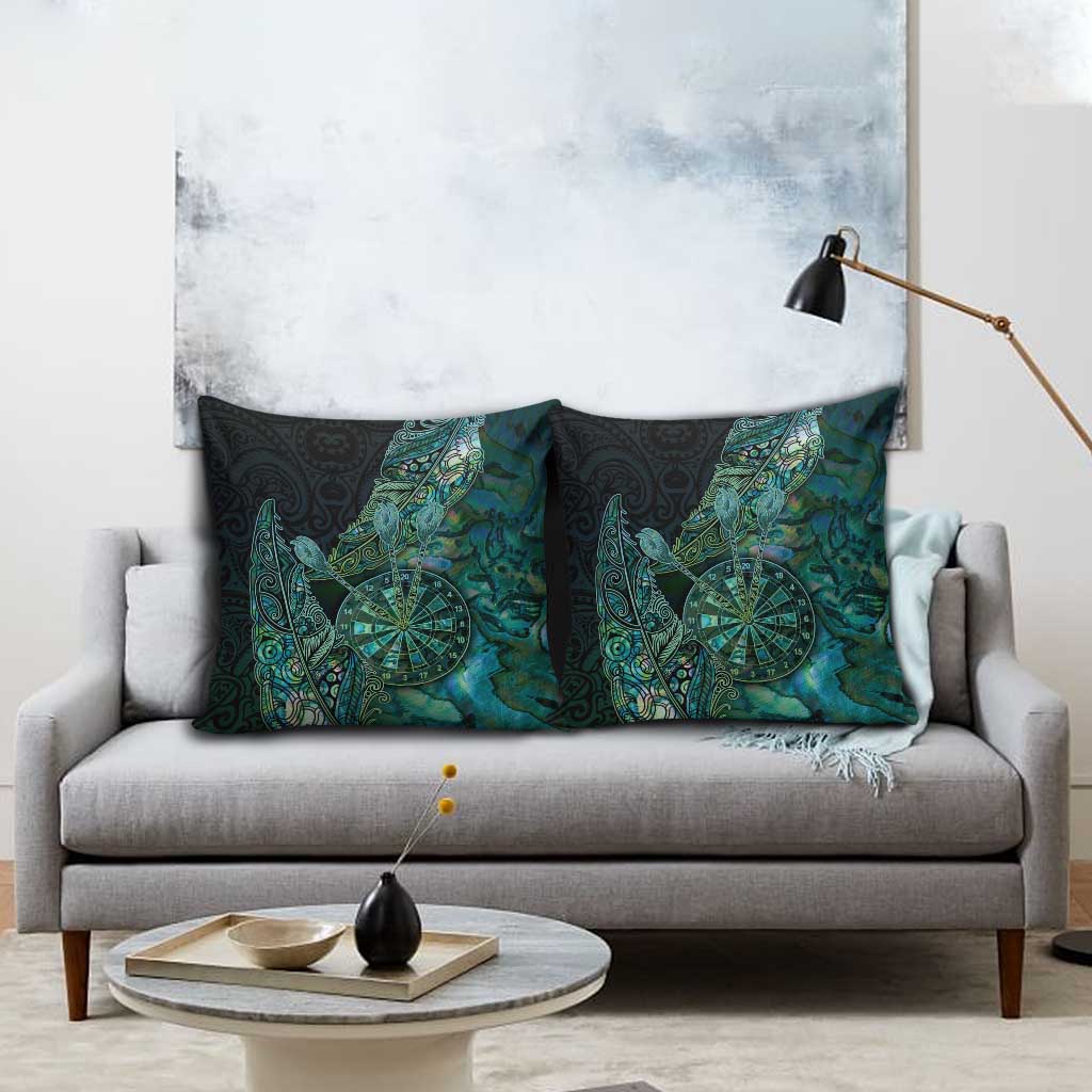 New Zealand Dart Pillow Cover Maori Fern With Paua Shell - Polynesian Pride
