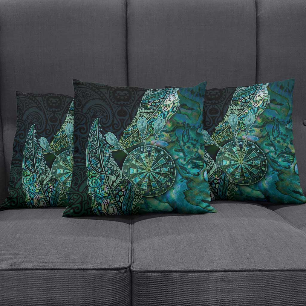 New Zealand Dart Pillow Cover Maori Fern With Paua Shell - Polynesian Pride