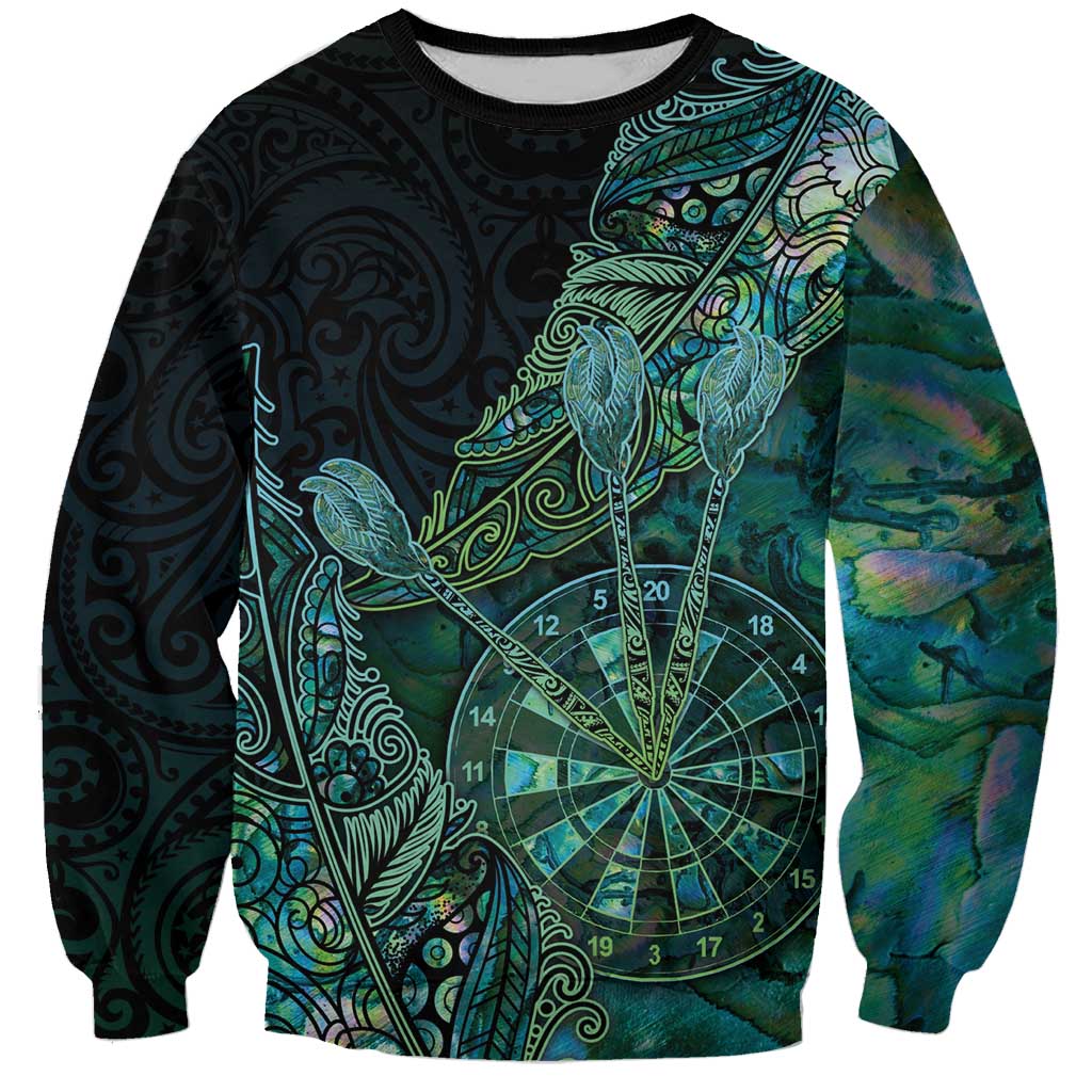 Personalised New Zealand Dart Sweatshirt Maori Fern With Paua Shell - Polynesian Pride