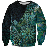 Personalised New Zealand Dart Sweatshirt Maori Fern With Paua Shell - Polynesian Pride