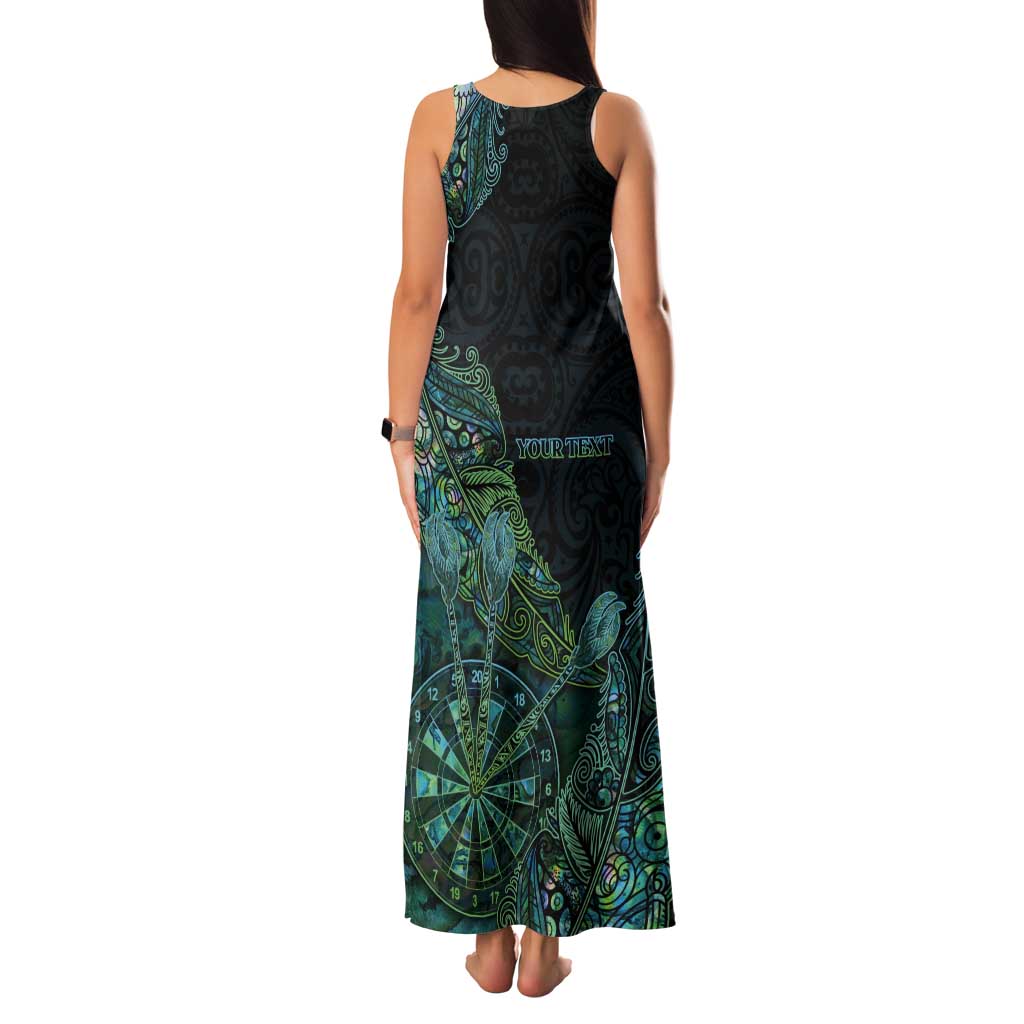 Personalised New Zealand Dart Tank Maxi Dress Maori Fern With Paua Shell - Polynesian Pride