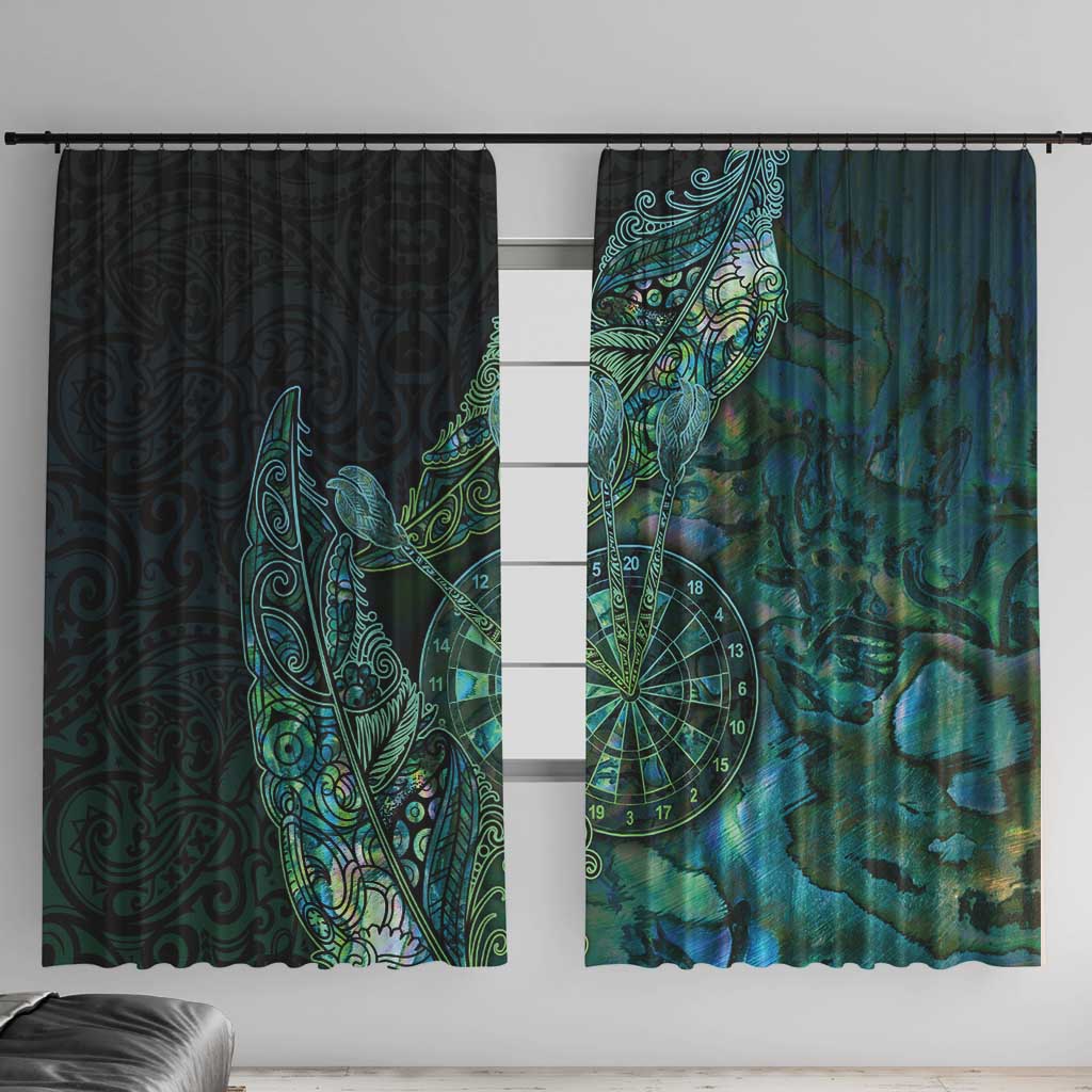 New Zealand Dart Window Curtain Maori Fern With Paua Shell - Polynesian Pride