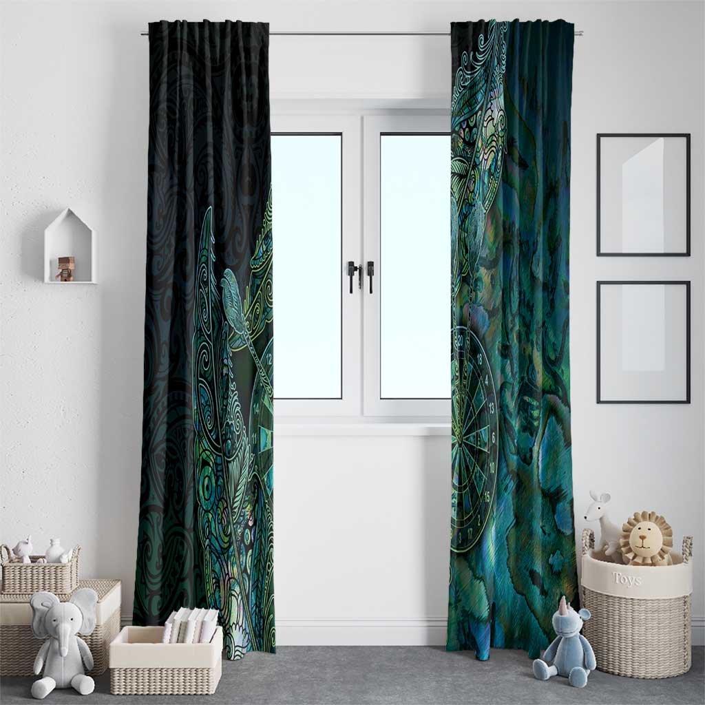 New Zealand Dart Window Curtain Maori Fern With Paua Shell - Polynesian Pride