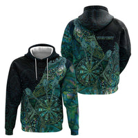 Personalised New Zealand Dart Zip Hoodie Maori Fern With Paua Shell - Polynesian Pride