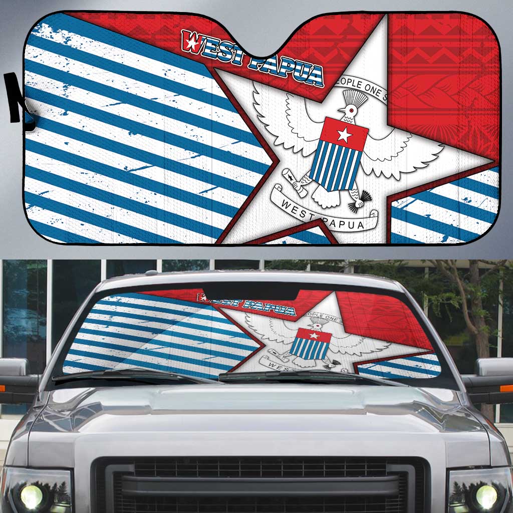 West Papua Morning Star Auto Sun Shade One People One Soul - Polynesian Pride