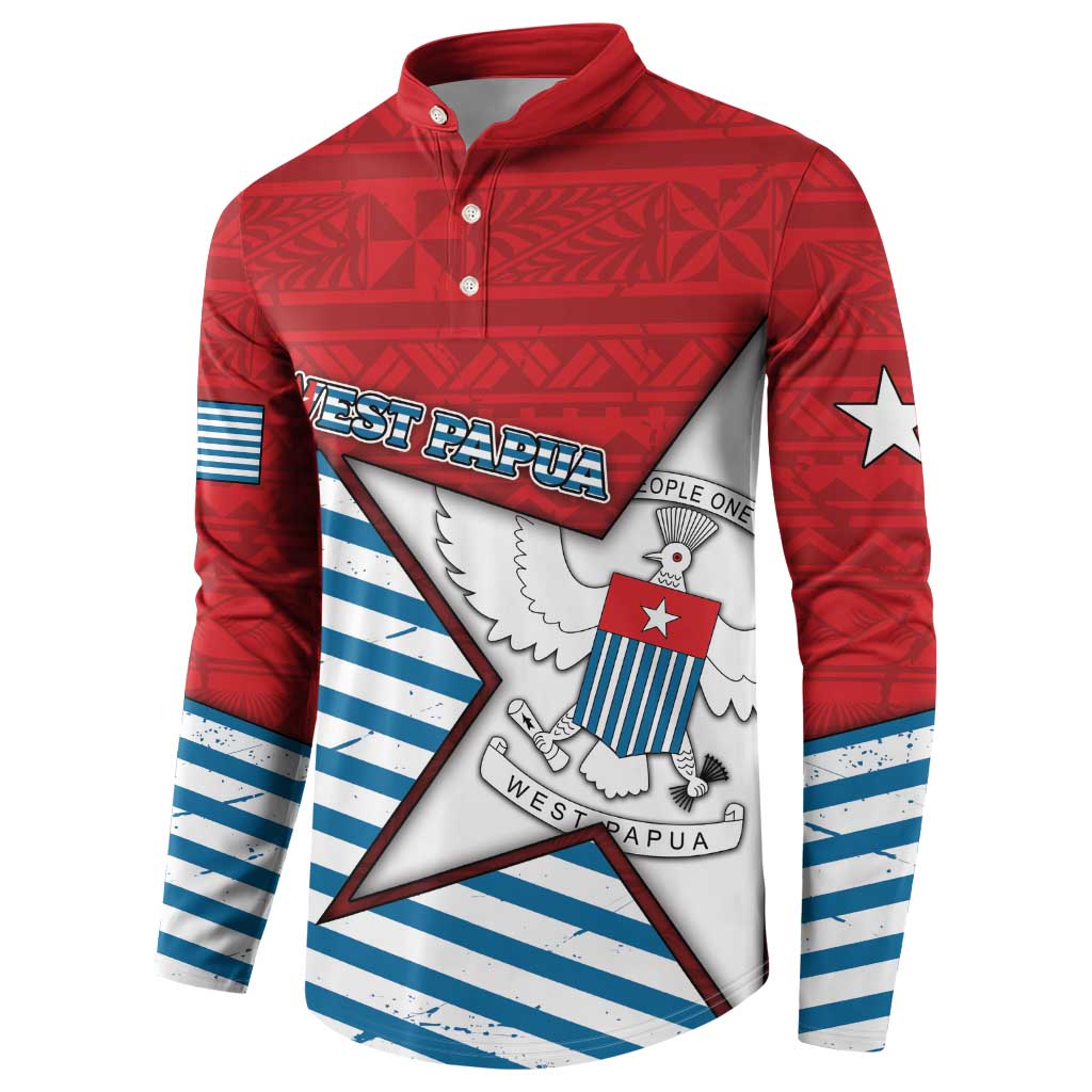 West Papua Morning Star Button Sweatshirt One People One Soul DT05 - Polynesian Pride