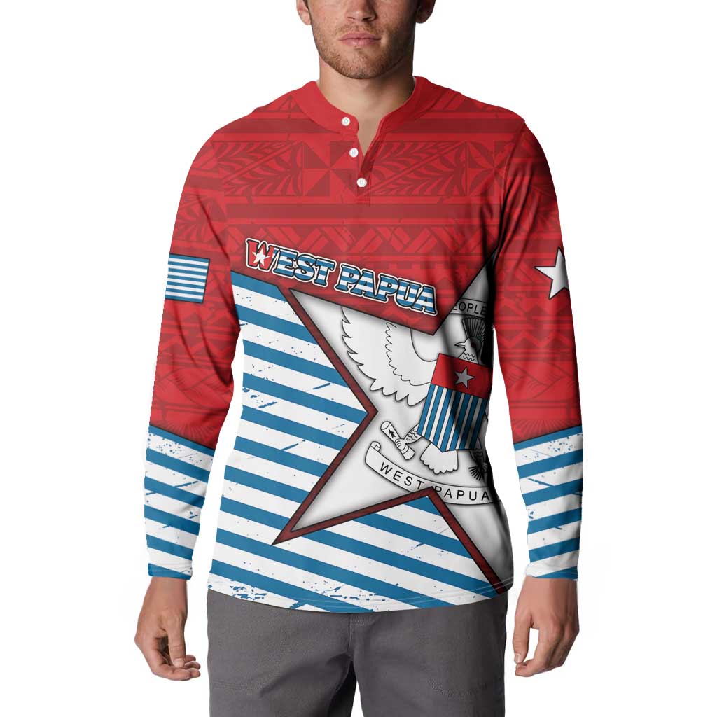 West Papua Morning Star Button Sweatshirt One People One Soul DT05 - Polynesian Pride