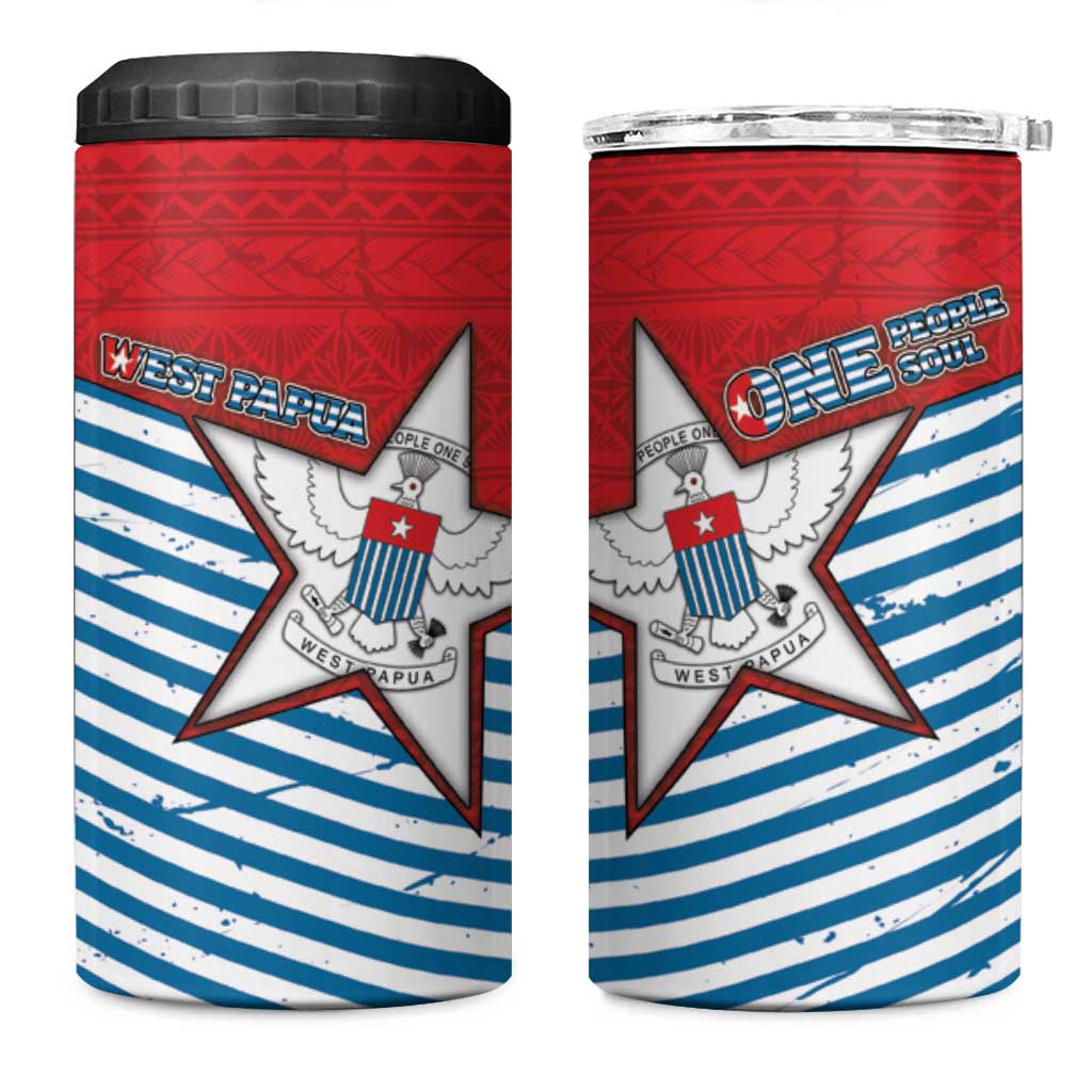 West Papua Morning Star 4 in 1 Can Cooler Tumbler One People One Soul DT05 One Size: 16 oz Red - Polynesian Pride