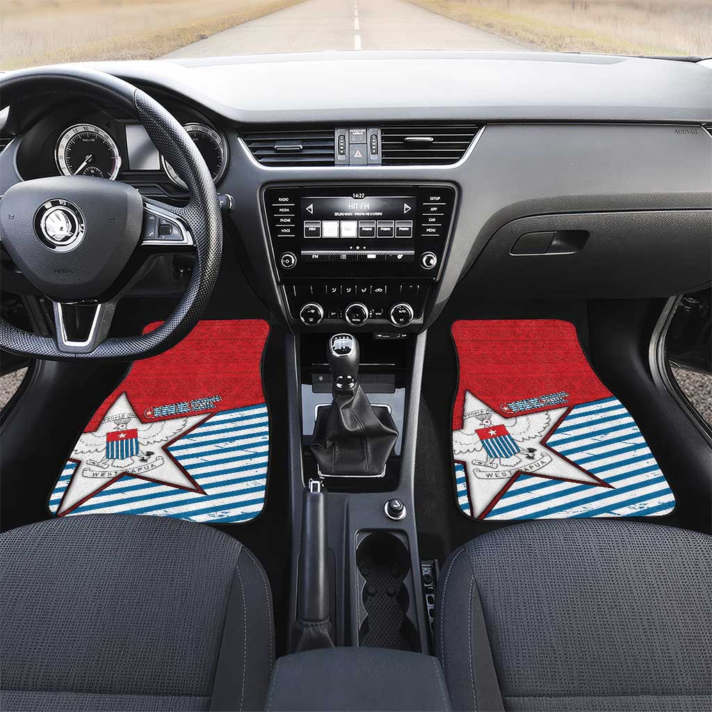 West Papua Morning Star Car Mats One People One Soul DT05 Set 2pcs - Front Red - Polynesian Pride
