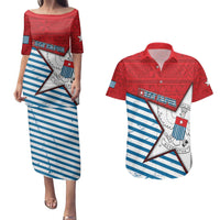 West Papua Morning Star Couples Matching Puletasi and Hawaiian Shirt One People One Soul DT05 Red - Polynesian Pride