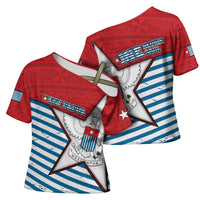 West Papua Morning Star Cross Shoulder Shirt One People One Soul DT05 - Polynesian Pride