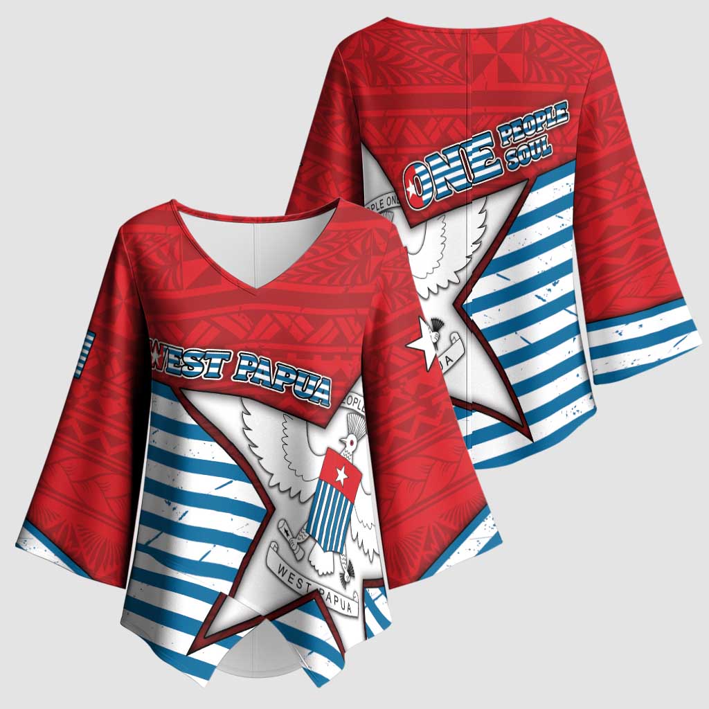 West Papua Morning Star Kimono Sleeve Blouse One People One Soul DT05 - Polynesian Pride