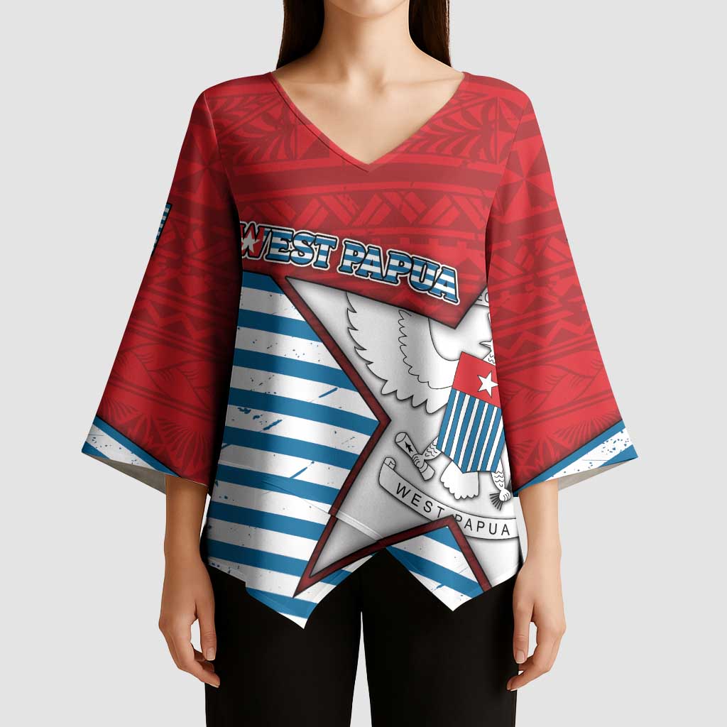 West Papua Morning Star Kimono Sleeve Blouse One People One Soul DT05 - Polynesian Pride