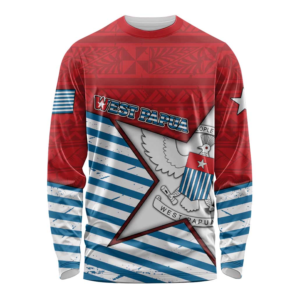 West Papua Morning Star Long Sleeve Shirt One People One Soul DT05 Unisex Red - Polynesian Pride