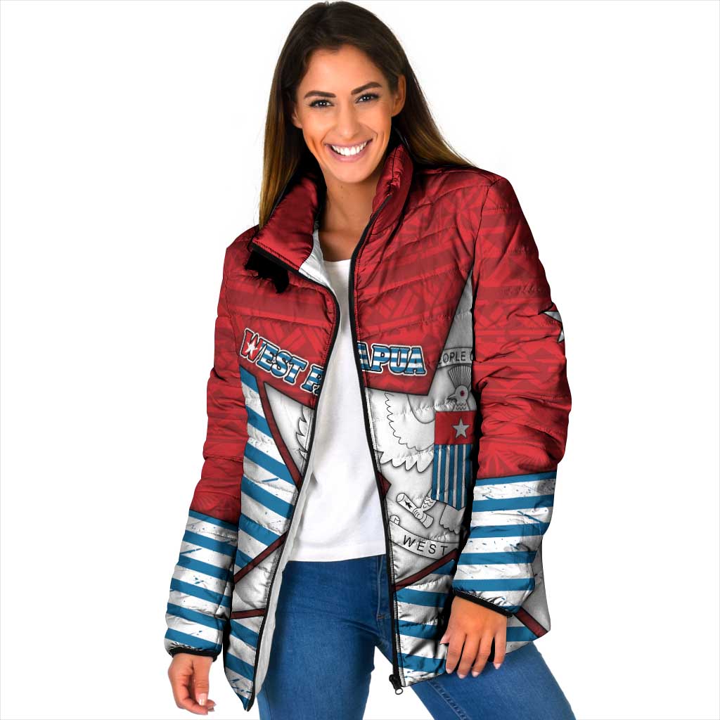 West Papua Morning Star Padded Jacket One People One Soul DT05 Women Red - Polynesian Pride
