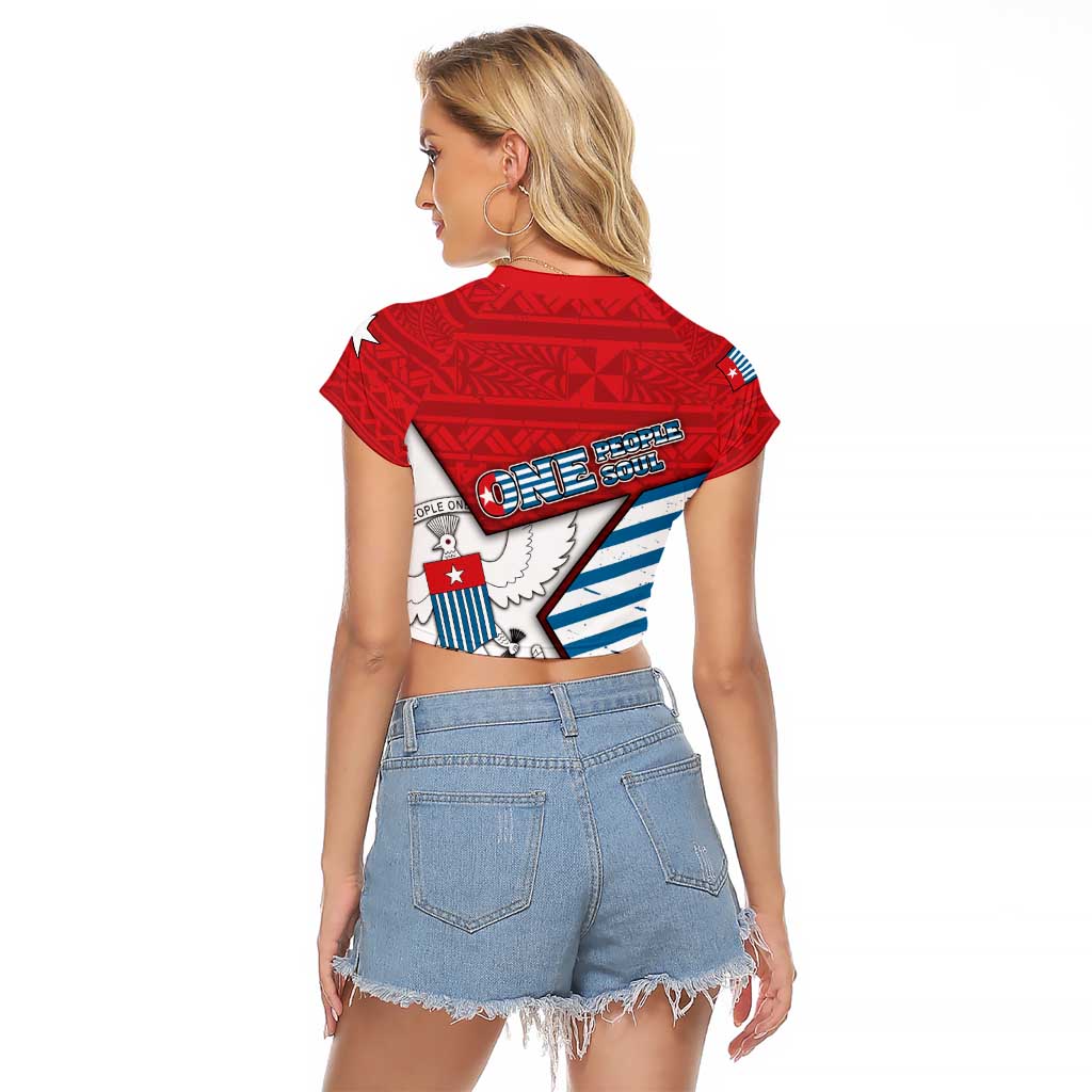West Papua Morning Star Raglan Cropped T Shirt One People One Soul - Polynesian Pride