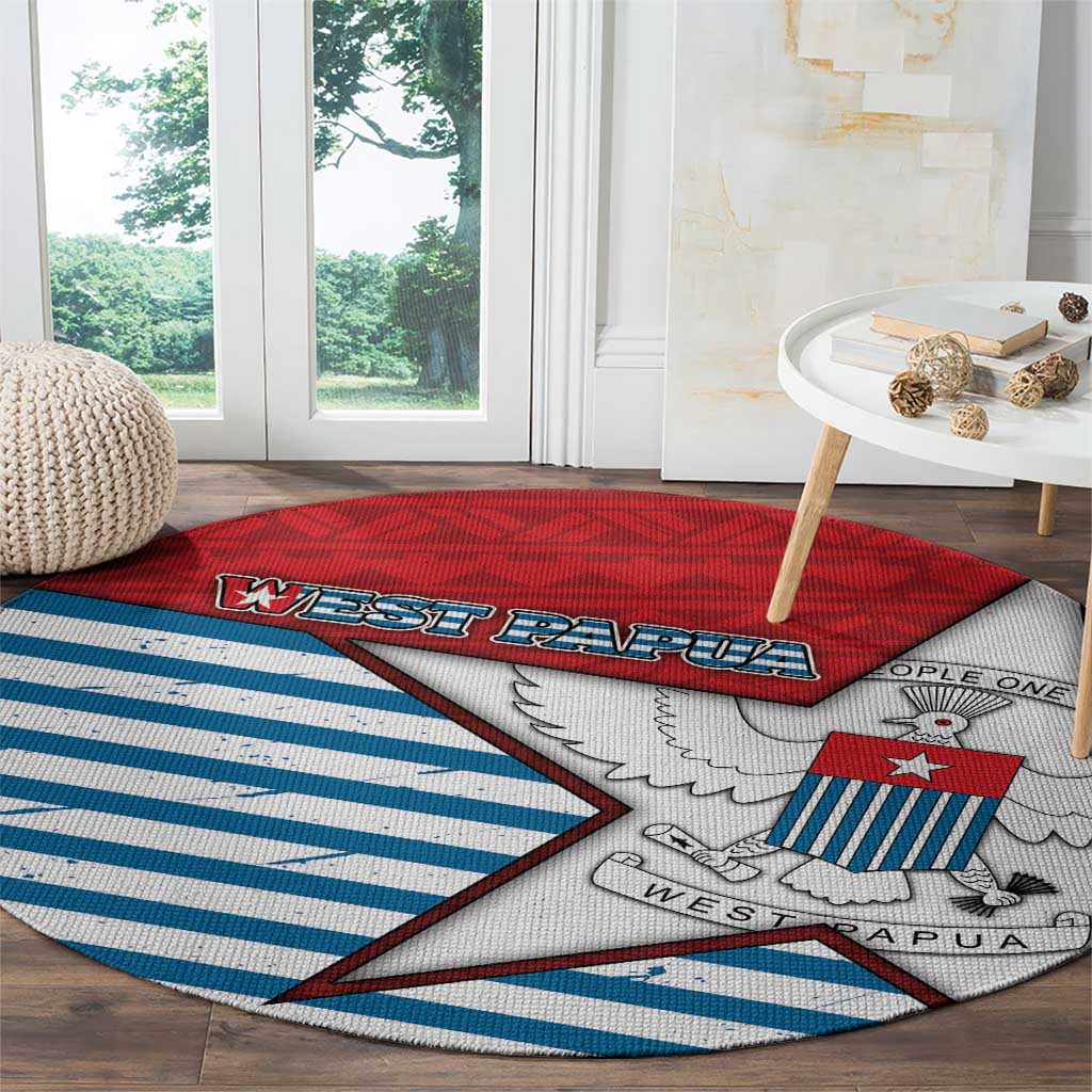 West Papua Morning Star Round Carpet One People One Soul - Polynesian Pride
