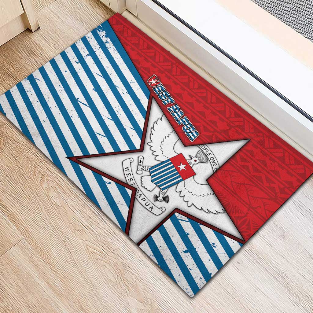West Papua Morning Star Rubber Doormat One People One Soul DT05 - Polynesian Pride