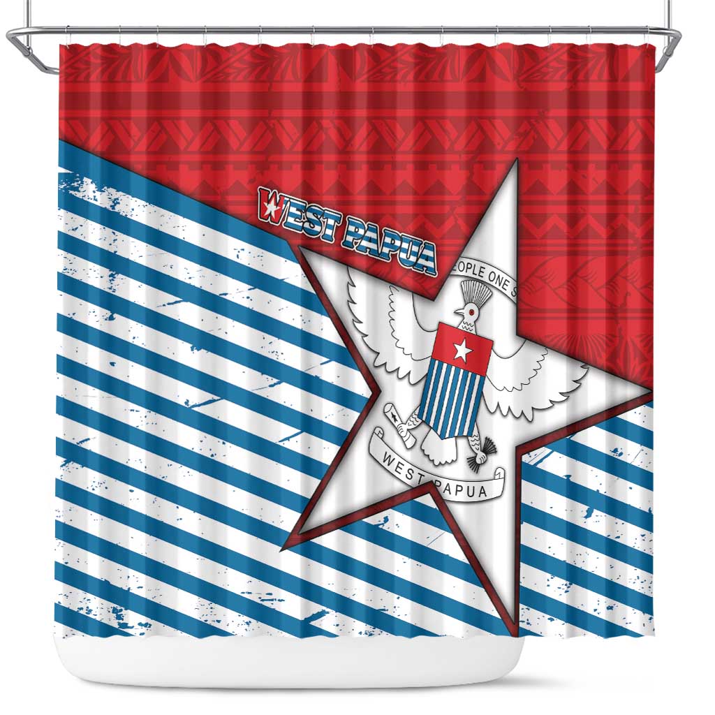West Papua Morning Star Shower Curtain One People One Soul - Polynesian Pride