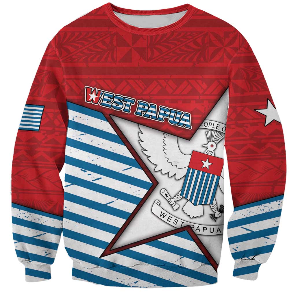 West Papua Morning Star Sweatshirt One People One Soul DT05 Unisex Red - Polynesian Pride