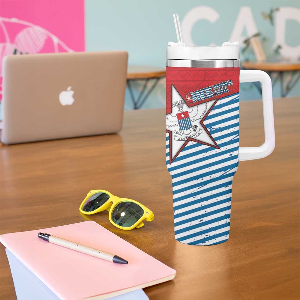 West Papua Morning Star Tumbler With Handle One People One Soul - Polynesian Pride