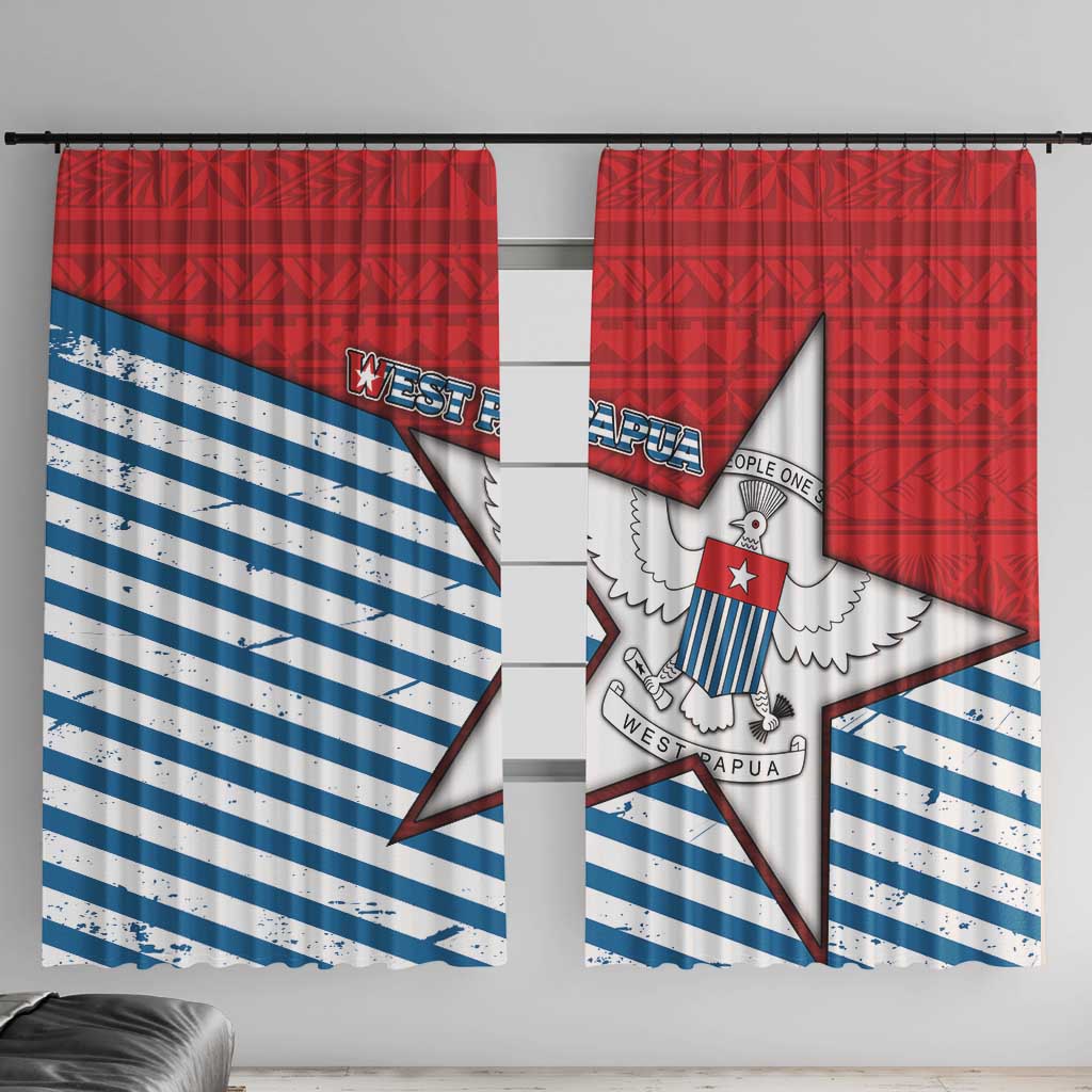 West Papua Morning Star Window Curtain One People One Soul - Polynesian Pride