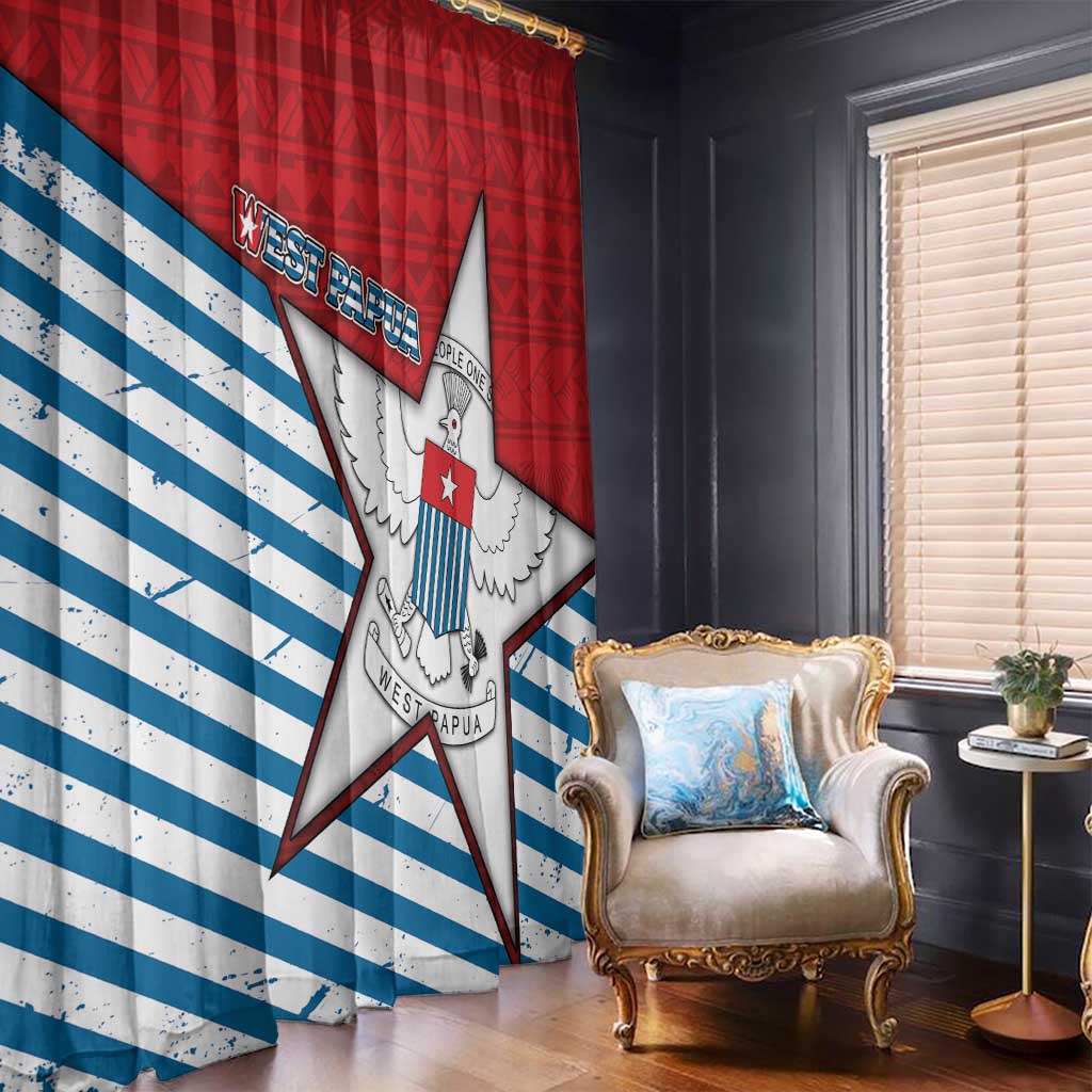 West Papua Morning Star Window Curtain One People One Soul - Polynesian Pride