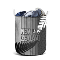 New Zealand Football Laundry Basket Silver Fern Maori Pattern Monochrome DT05 - Polynesian Pride