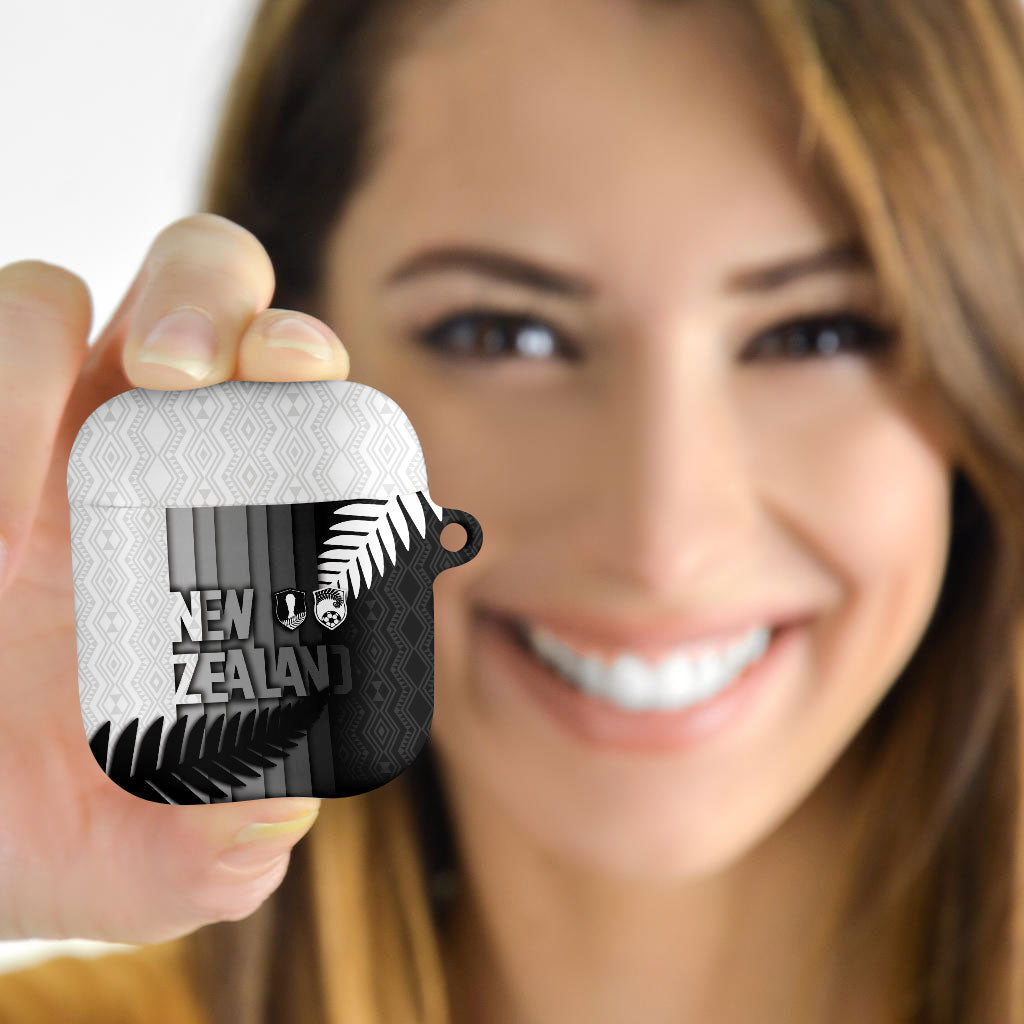 New Zealand Football AirPods Case Silver Fern Maori Pattern Monochrome DT05 - Polynesian Pride