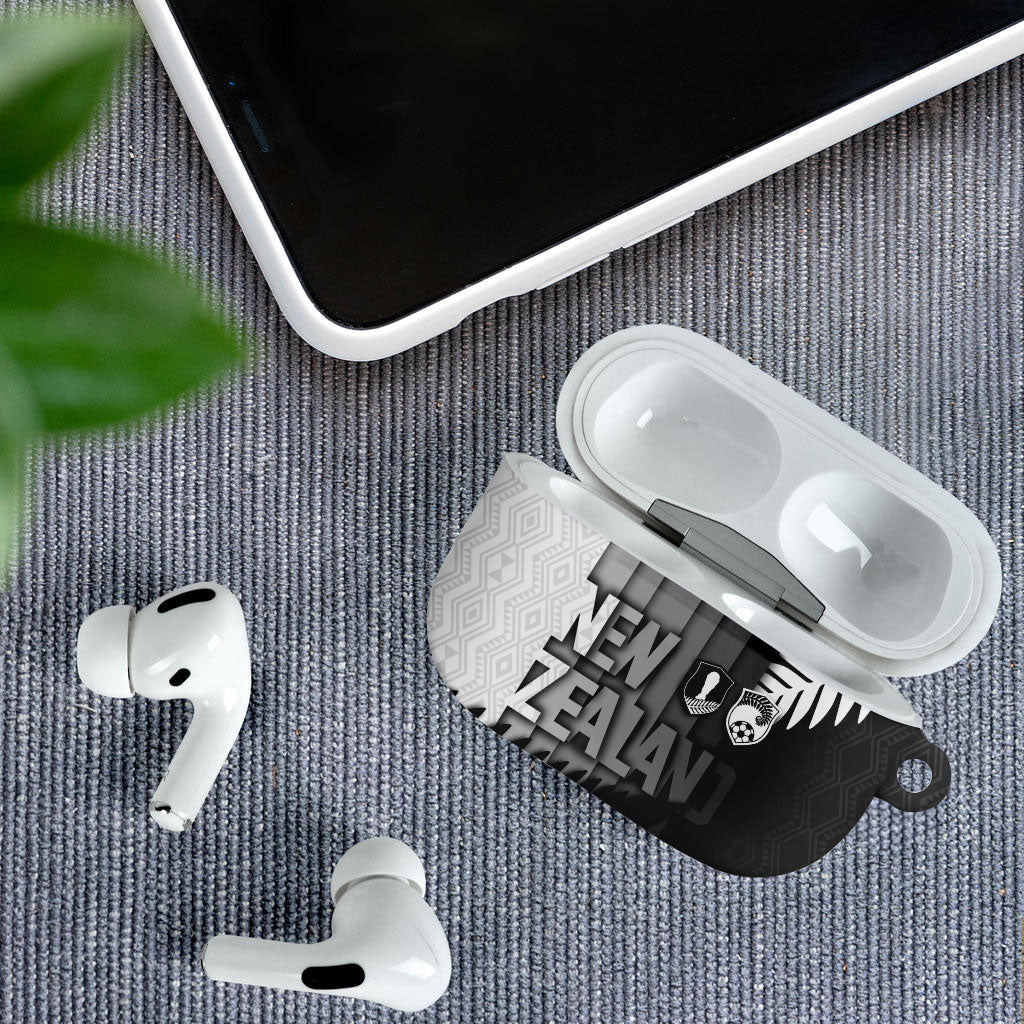 New Zealand Football AirPods Case Silver Fern Maori Pattern Monochrome DT05 - Polynesian Pride
