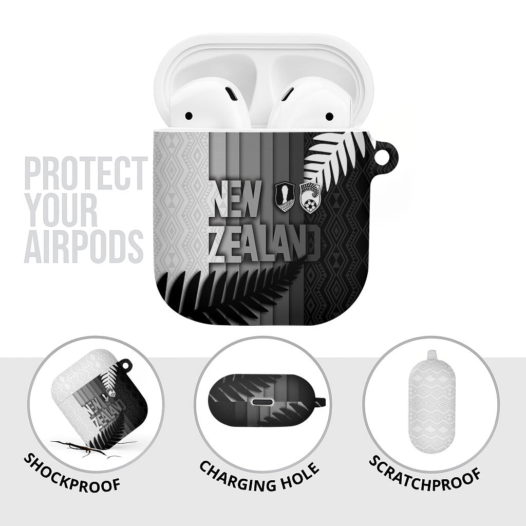 New Zealand Football AirPods Case Silver Fern Maori Pattern Monochrome DT05 - Polynesian Pride