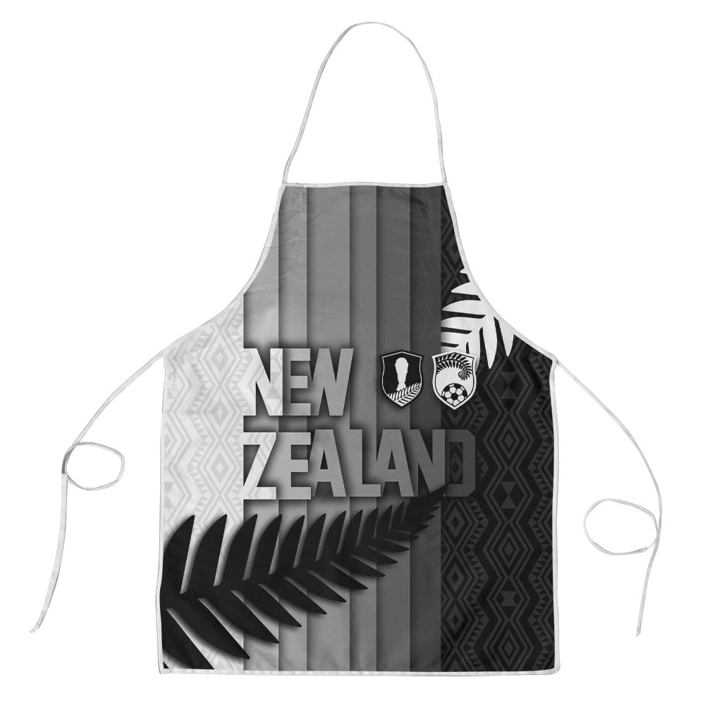 New Zealand Football Apron Silver Fern Maori Pattern Monochrome DT05 White - Polynesian Pride